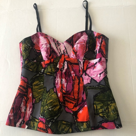 Trina Turk Tops - Trina Turk Floral Spaghetti Strap Peplum top SZ 4